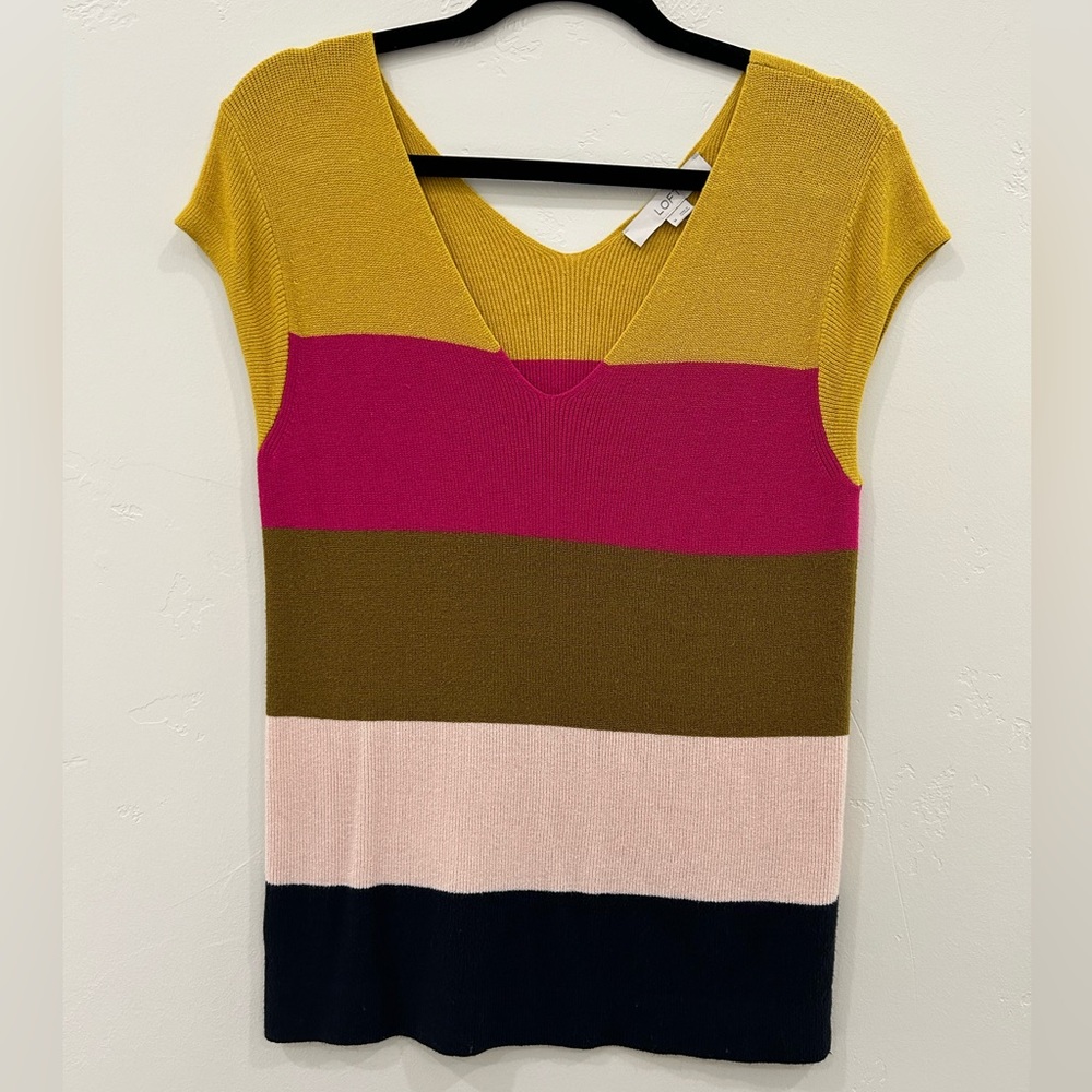 Women’s Loft Cap Sleeve Striped Sweater, Size M